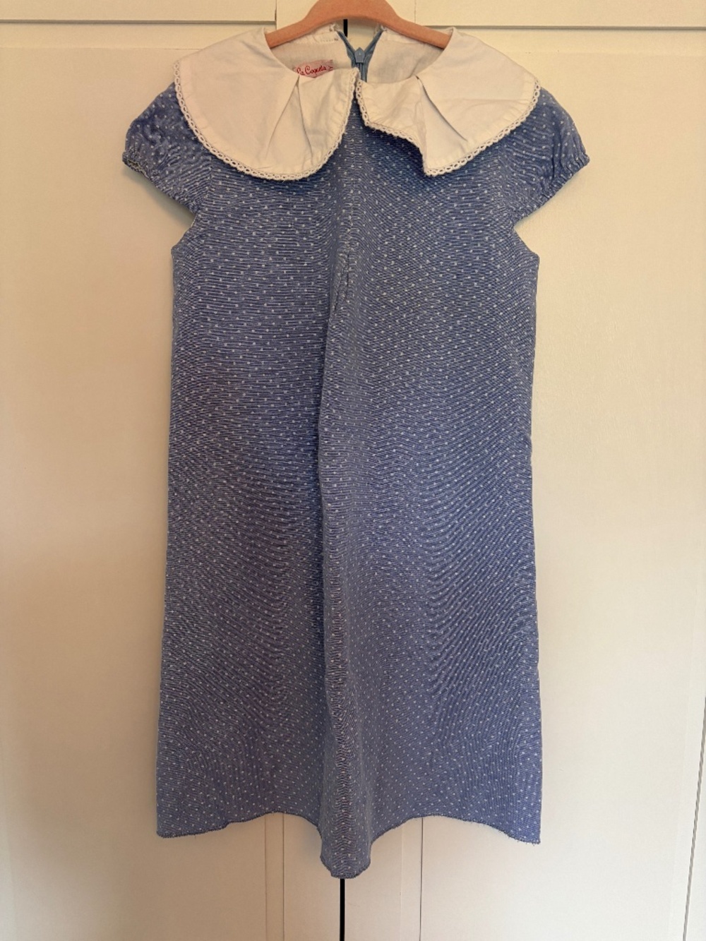La Coqueta blue and white polka dot dress